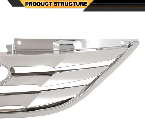 Vista 3 de CNNELL Parrilla delantera montaje cromo ABS plástico compatible con Hyundai Sonata 2011 2012 2013 HY1200154 863503S100