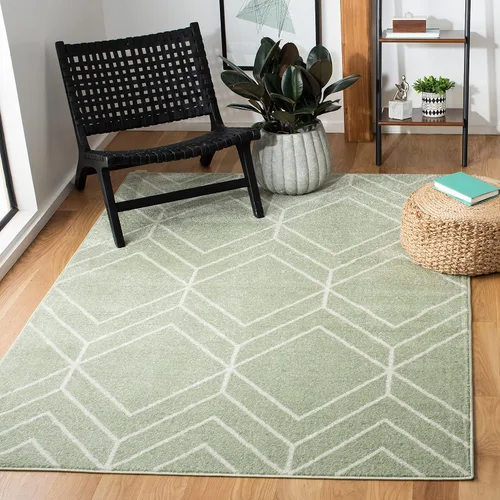 Vista 29 de SAFAVIEH Adirondack Collection - Alfombra decorativa, 2 x 3 pies, color negro y marfil, diseño geométrico moderno, no desprende pelusa y de fácil