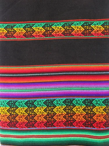 Vista 2 de Funda de cojín de tela inca, funda de cojín decorativa de Perú, funda de cojín de algodón estilo peruano para sofá de 18 pulgadas x 18 pulgadas Negro