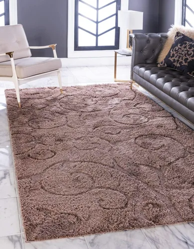 Vista 18 de Unique Loom colección Floral Shag - Alfombra de área tallada, 2 pies x 6 pies y 7 pulgadas, color marrón
