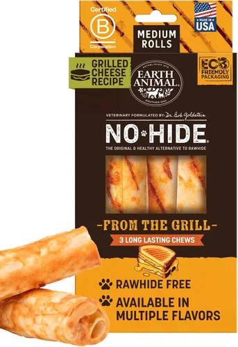 Vista 26 de Earth Animal Masticables sin ocultar – de The Grill Rolls Bacon Cheeseburger Sabor Rawhide Free Medium Dog Chews – 3