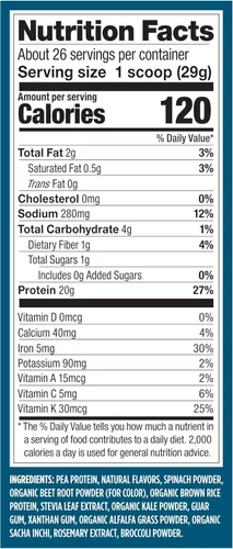 Vista 11 de Vega Protein + Supergreens - 20g de proteína a base de plantas, sabor a bayas, 26 porciones, verduras y vegetales reales, vegano keto, 0g de azúcar
