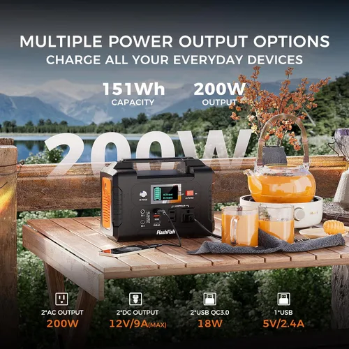 Vista 4 de Estación de energía portátil de 151 Wh de 200 W (pico de 400 W) + panel solar de 100 W