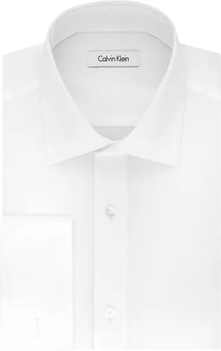 Vista 3 de Calvin Klein Camisa de vestir con puños franceses de espiga y ajuste regular para hombre