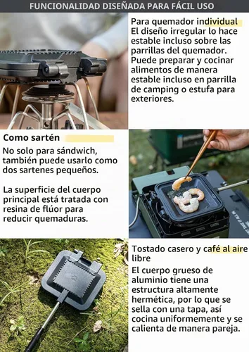 Vista 5 de camping moon Sandwichera Arena caliente Solo quemador Gas Fire Open Fire Compact Aluminio TT-1315 (negro)