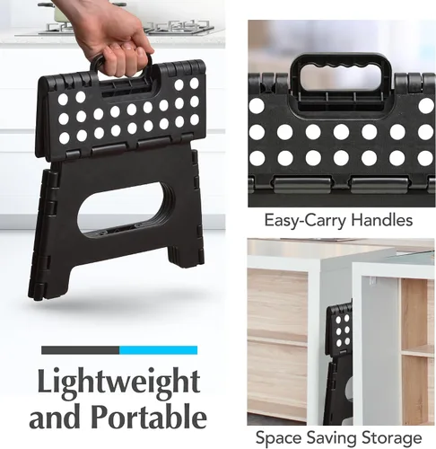 Vista 6 de Handy Laundry Taburete plegable de 9 pulgadas, negro, antideslizante
