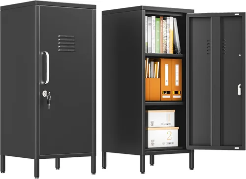 Vista 24 de Gabinete de almacenamiento de casillero de metal de 24.5"H con cerradura - Gabinete pequeño con cerradura para empleados, gabinete de casillero