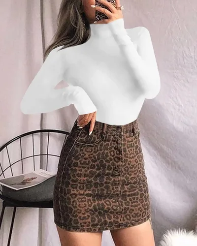 Vista 2 de MANGOPOP - Body de manga larga y cuello alto para mujer