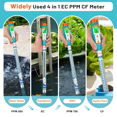 Vista 6 de Truncheon EC PPM Medidor de nutrientes para hidropónico, barra de comprobador de conductividad para cultivo hidropónico PPM herramienta de medición