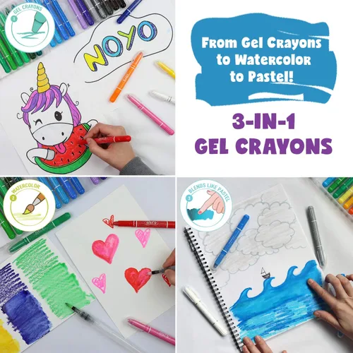 Vista 4 de DOODLE HOG Crayones lavables de 12 colores, para niños y niños pequeños, acuarela, no tóxicos, 3 en 1, para niños de 4 a 8 años