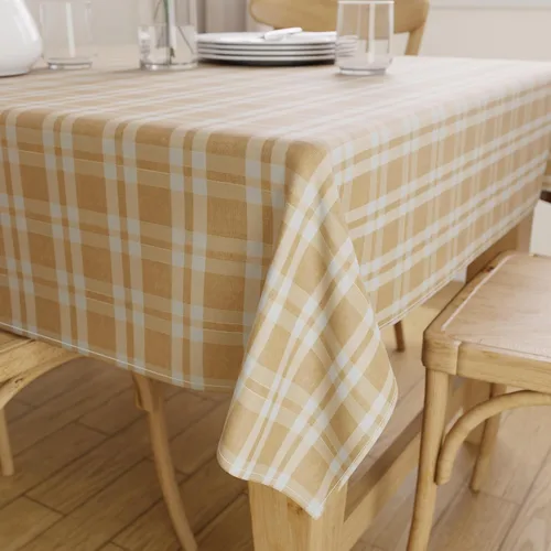 Vista 17 de Encasa XO Mantel cuadrado de algodón 35"x35" Franca Beige Checks Cheques Franca Beige