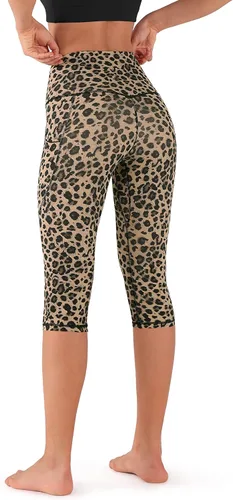 Vista 3 de ODODOS - Leggings tipo capri de mujer, no se traslucen y modelan el abdomen, con cintura alta y bolsillos para hacer yoga, atletismo, ejercicio