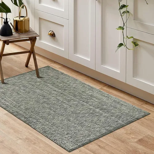 Vista 75 de LEEVAN Alfombra lavable para baño, alfombra tejida negra de 2 x 3 pies para entrada, alfombra de puerta delantera de algodón, alfombras pequeñas