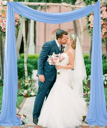 Vista 6 de Tela de Drapeado de Arco Azul Claro Cortinas de Arco para Ceremonia de Boda 20 pies 1 Panel Tela Transparente para Drapeados Cortinaje Arqueado