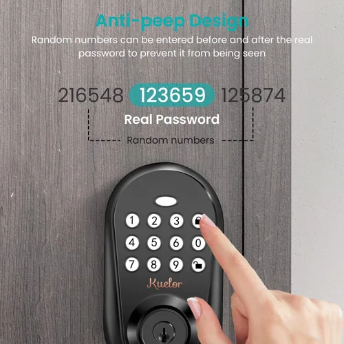 Vista 5 de Cerradura de puerta de entrada sin llave, cerradura inteligente con teclado para puerta delantera, código de teclado electrónico con bloqueo