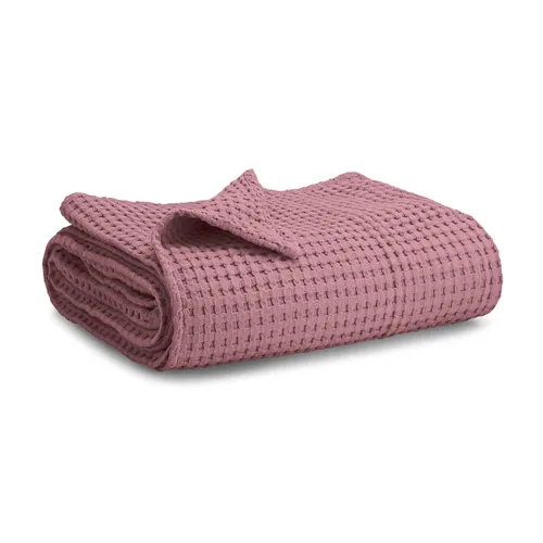 Vista 16 de Comfy Cubs Manta de bebé con tejido de punto gofre, manta de algodón de 40 x 40 pulgadas con diseño texturizado, manta ligera para cama, cuna Blush