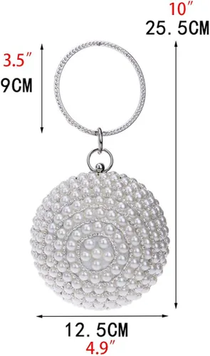 Vista 2 de Tngan Bolso de noche para mujer, bola redonda, bolso de boda, bolso de perlas artificiales