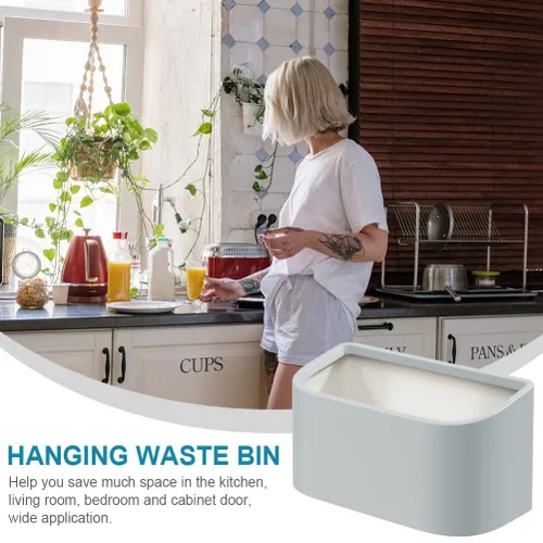 Vista 6 de Angoily Contenedor dispensador de basura colgante de cocina, papelera colgante para montaje en pared, armario colgante, papelera para el hogar