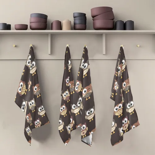 Vista 5 de Owls - Toallas de cocina marrones, 18 x 28 pulgadas, paños de cocina súper suaves y absorbentes para lavar platos, paquete de 6 toallas de mano