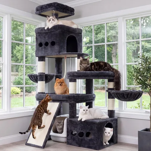Vista 12 de Heybly Cat Tree - Torre antipunta para gatos de 72.4 pulgadas con perchas