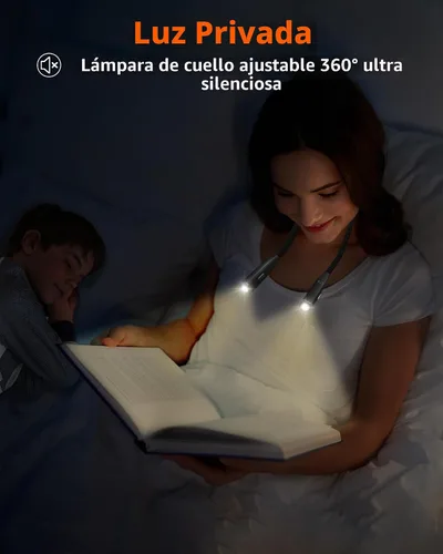 Vista 5 de LEPOWER-TEC Luz de libro, 3 colores y 5 brillos, luz de cuello de lectura