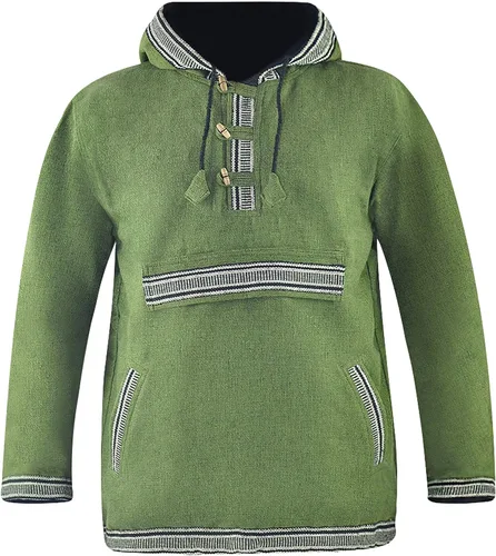 Vista 4 de virblatt - Baja Sudadera con capucha 100% algodón Drug Rug Sudadera con capucha para hombre azteca con capucha