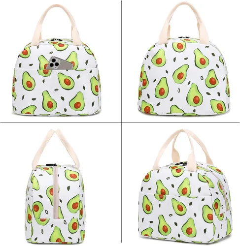 Vista 6 de Lonchera aislada con aguacate para mujeres, lonchera reutilizable para el trabajo, escuela, picnic, viajes