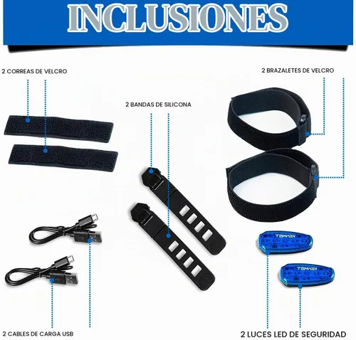 Vista 7 de Luces LED de seguridad recargables USB-C (paquete de 2) - Luces estroboscópicas con clip para corredores, corredores, caminantes, niños, perros Azul