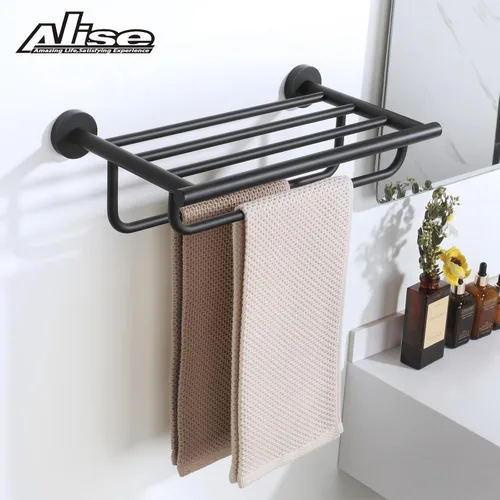 Vista 3 de Alise Toallero para lavabo de baño, toallero con barras de toalla dobles para montaje en pared, colgador de toallas de acero inoxidable SUS 304