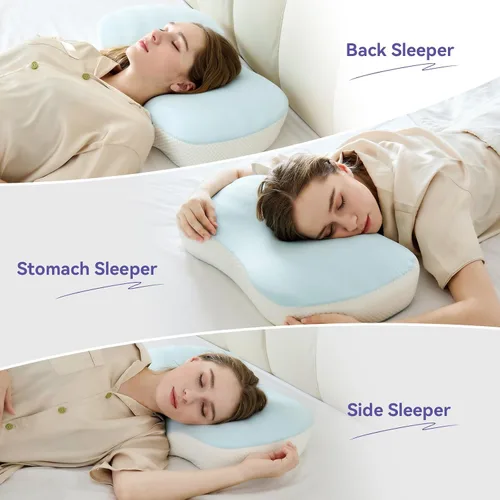 Vista 5 de Almohada cervical para el alivio del dolor - Almohada refrescante para dormir de lado, almohada ergonómica de espuma viscoelástica para el soporte
