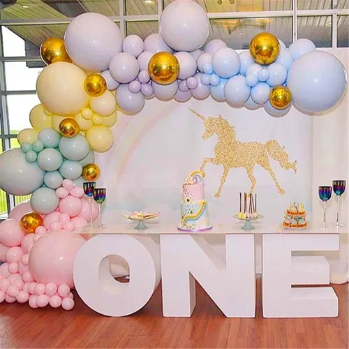 Vista 9 de Kit de arco de guirnalda de globos de arco iris, 171 piezas de globos de látex pastel, colores macarrón, 5, 10, 12, 18 pulgadas, cumpleaños, baby
