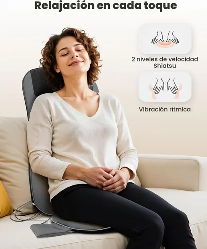 Vista 2 de COMFIER - Masajeador Shiatsu de espalda completa para silla con calor, con 2 velocidades Shiatsu, almohadilla de masaje para silla con punto