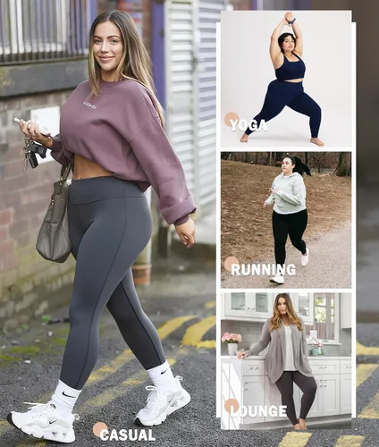 Vista 4 de NEW YOUNG Paquete de 3 leggings de talla grande con bolsillos para mujer, cintura alta, control de abdomen, pantalones de yoga para entrenamiento