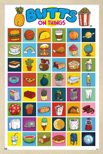 Vista 7 de Trends International Brian Cook: Butts on Things - Póster de collage de pared, 22.4 pulgadas de largo x 14.7 pulgadas, versión enmarcada de madera