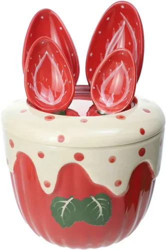 Vista 9 de Sizikato 4 cucharas medidoras de porcelana con base, bonita forma de cactus