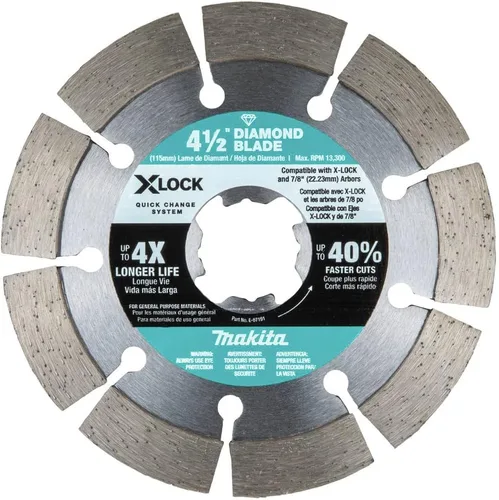 Vista 2 de Makita E-12647 X-Lock 4-1/2" Diamond Blade Paquete variado para corte de mampostería, 3/pc