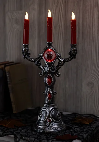 Vista 2 de Candelabro Gótico Rojo LED de 17.5 Pulgadas Multicolor