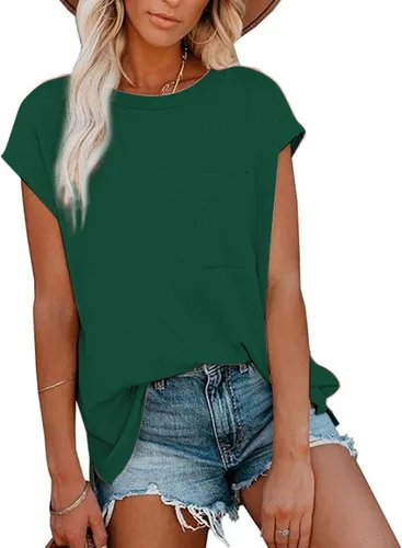 Vista 21 de CNFUFEN Camisetas de manga corta/larga para mujer, a la moda, casual, de verano, ligeras, sólidas, de moda