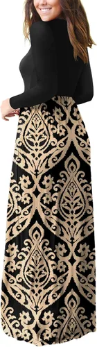 Vista 3 de GRECERELLE Vestido largo casual de manga larga para mujer, vestido largo de viaje para vacaciones