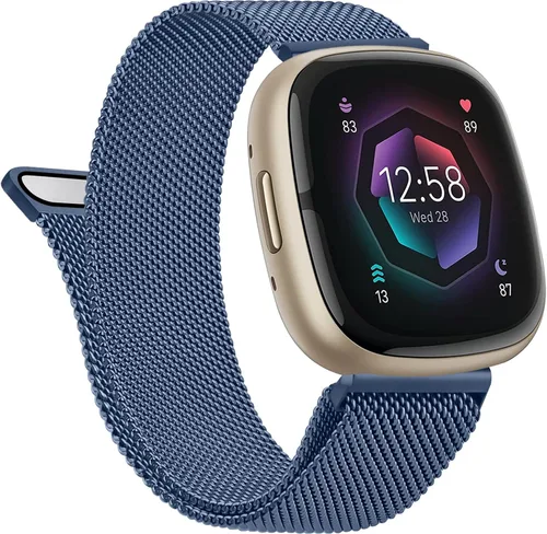 Vista 15 de Vanjua Correa de metal para Fitbit Sense 2 / Sense Bands, Fitbit Versa 4 / Versa 3 correas para mujeres y hombres, correa de repuesto de pulsera