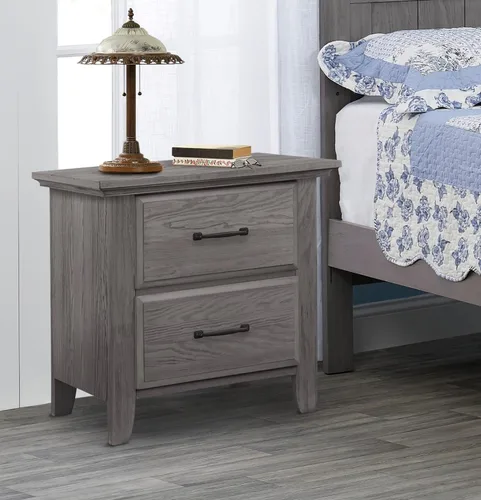 Vista 3 de Soho Baby Chandler Premium - Mesita de noche con 2 cajones, color gris grafito