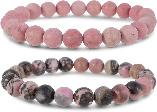 Vista 45 de Bivei - Pulsera elástica de cuentas redondas de cristales curativos semipreciosos naturales, hecha a mano, rellenadores de regalo para mujeres Ágata