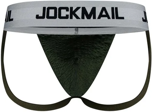 Vista 4 de JOCKMAIL Jockstrap Athletic Supporter Ropa interior Gimnasio Entrenamiento Correa Breve Hombres Tanga Verde militar
