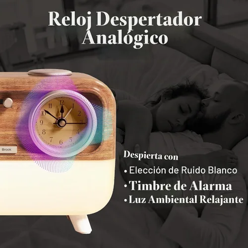 Vista 2 de Máquina de sueño Fuse DRM Reloj de alarma analógico con altavoz Bluetooth 6 sonidos de sueño relajantes Opciones de iluminación ajustables