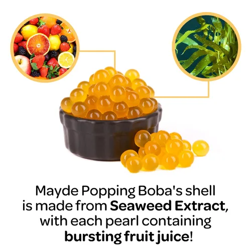 Vista 6 de Mayde Popping Boba Pearls para bebidas y postres, arándano, 7 libras