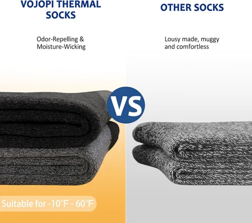 Vista 6 de VoJoPi Wool Socks Mens 5 Pairs Thermal Warm Winter Socks for Men Super Soft Cozy Boot Socks for Cold Weather
