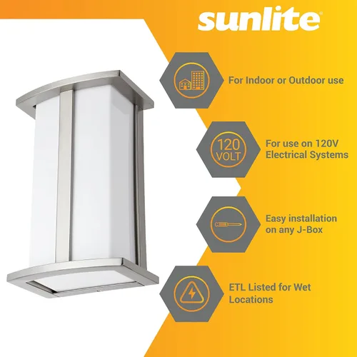 Vista 3 de Sunlite 46094 Lámpara moderna de pared, enchufe de base media (E26), bombilla no incluida, 60 vatios máximo, interior, pantalla ópalo, níquel