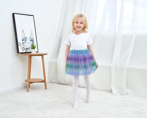 Vista 3 de Simplicity Vestido de ballet de princesa de tul de 4 capas con falda tutú arcoíris para bebé niña