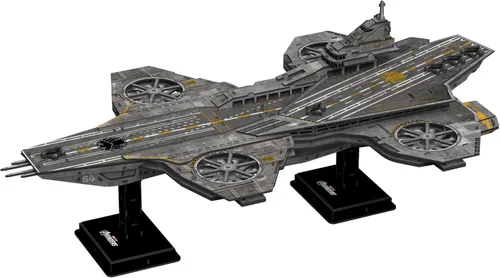 Vista 2 de 4D Build, Marvel Studios Avengers Helicarrier, kit de modelo de papel de rompecabezas 3D, kit de modelo de papel de 220 piezas para adolescentes