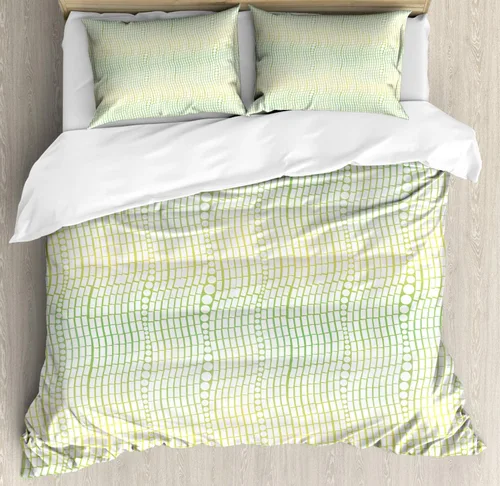 Vista 4 de Ambesonne Cartoon Duvet Cover Set, Pastel Animals Pattern Dragonflies Beetle Ladybug Earth Worm Spring, Decorative 3 Piece Bedding Set with 2 Pillow